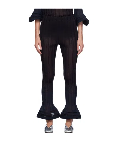 Issey Miyake Asagao Jacquard Striped Casual Pants In Black