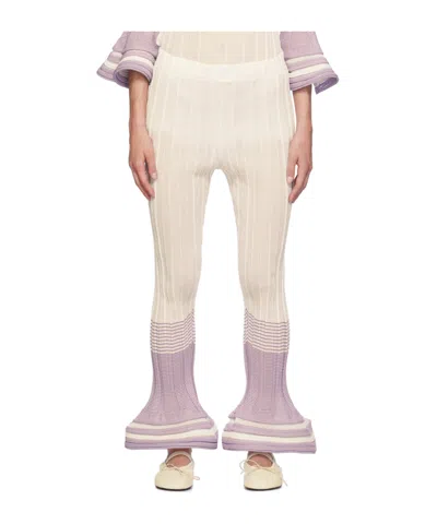 Issey Miyake Asagao Jacquard Striped Casual Pants In Nude