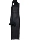 Issey Miyake Womens Black Hued Asagao One-shoulder Knitted Midi Dress In Black