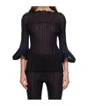 Issey Miyake Blue Asagao Top In Black