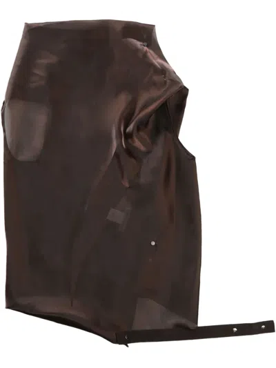 Issey Miyake Asymmetric Blouse In Brown