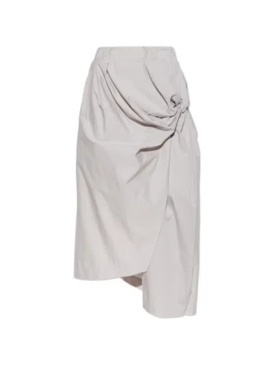 Issey Miyake Asymmetric Draped Midi Skirt In Gray