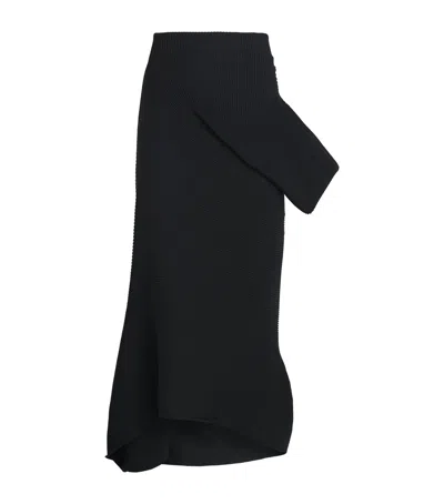 Issey Miyake Asymmetric Life Form Midi Skirt In Black
