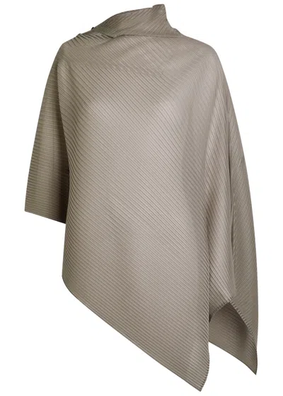 Issey Miyake Asymmetric Pleated Chiffon Top In Brown