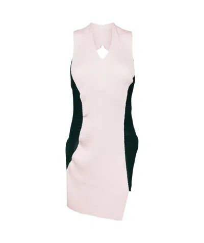 Issey Miyake Asymmetric Ribbed-knit Top In Pink