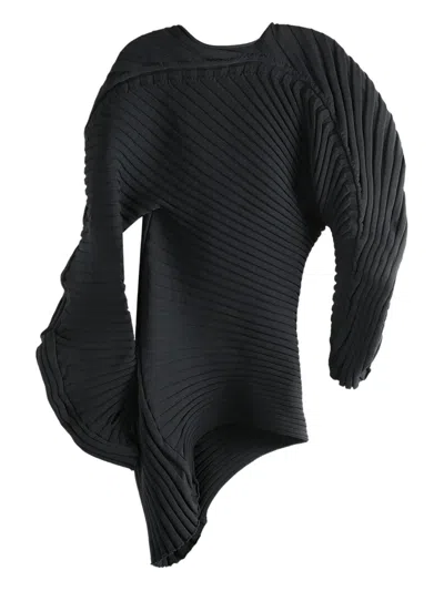 Issey Miyake Asymmetric Sweater In Black
