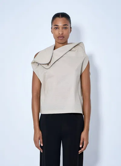 Issey Miyake Asymmetric Zip Detail Top In Neutral