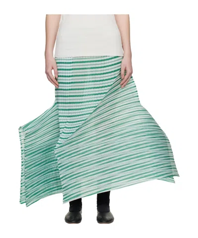 Issey Miyake Asymmetrical Hem Midi Skirt In Green