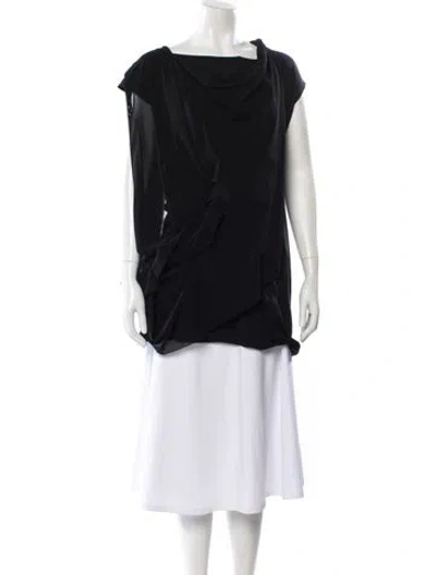 Pre-owned Issey Miyake Asymmetrical Short Sleeve Top In Black