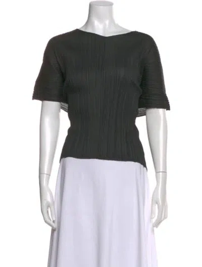 Pre-owned Issey Miyake Asymmetrical Short Sleeve Top In Green