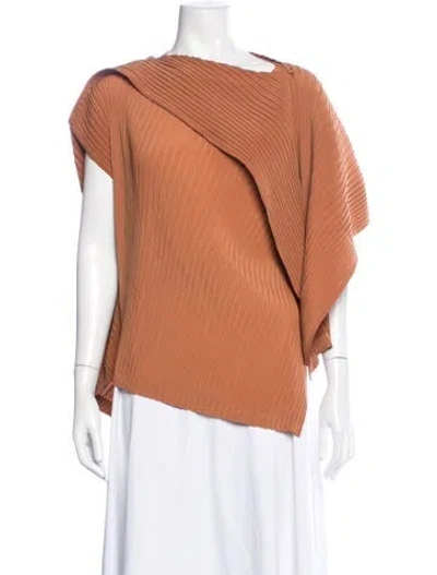 Pre-owned Issey Miyake Asymmetrical Short Sleeve Top W/ Tags In Brown