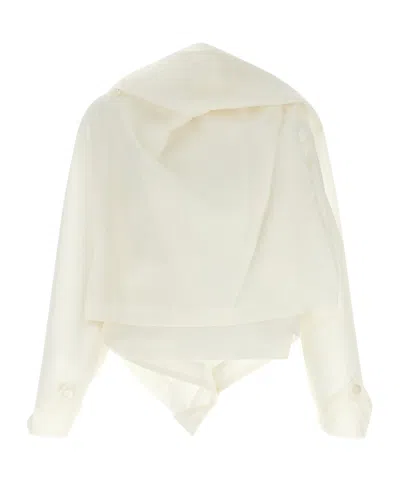 Issey Miyake All Squares Asymmetrical Draped Blouse In Multi