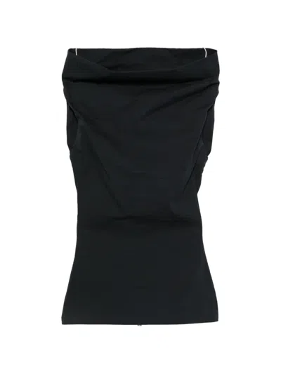 Issey Miyake Asymmetric-neck Top In Black