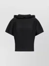 Issey Miyake August Collection Hooded Short Sleeve Top In Black