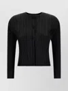 Issey Miyake August Knit Cardigan Crew Neck In Black