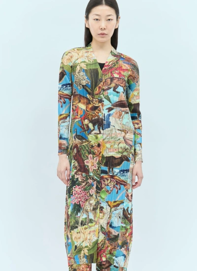 Issey Miyake Aurora Jungle Coat In Multicolour