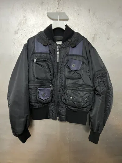 Pre-owned Issey Miyake Aw96 Parachute Cargo Bomber Jacket In Black