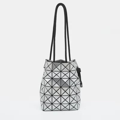 Pre-owned Issey Miyake Bao Bao Grey/black Mesh And Vinyl Bucket Bag In Gray