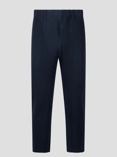 Issey Miyake Basic Pleated Trousers In Blue