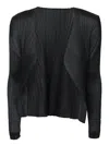 Issey Miyake Pleated Short Cardigan In Black