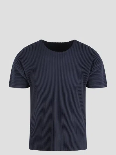 Issey Miyake Basic Plisse T Shirt T-shirts Blue