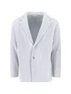Issey Miyake Striped Pattern Blazer Notched Lapel In Blue