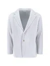 Issey Miyake Striped Pattern Blazer Notched Lapel In White