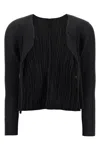 Issey Miyake Long Sleeve Cardigan Featuring A Pleated Design In Black