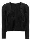 Issey Miyake Long Sleeve Cardigan Featuring A Pleated Design In Black