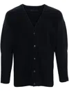 Issey Miyake Basics Pleated Cardigan In Blue