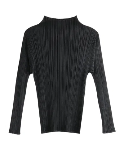 Issey Miyake Basics Funnel Neck Long Sleeve Shirt In Black