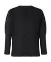 Issey Miyake Ribbed Texture V-neck Sweater With Long Sleeves In Black