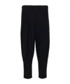 Issey Miyake Modern Silhouette Cropped Pleated Trousers In Black