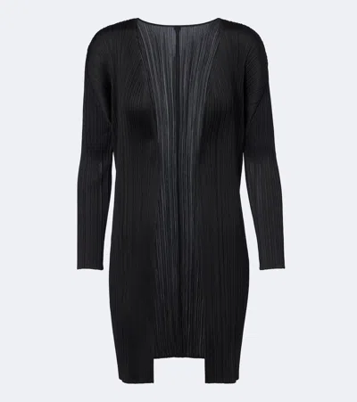 Issey Miyake Basics Pleated Cardigan In Black