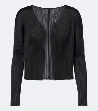 Issey Miyake Basics Pleated Cardigan In Black