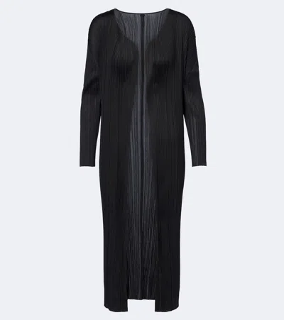 Issey Miyake Basics Pleated Cardigan In Black