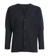 Issey Miyake Basics Pleated Cardigan In Navy