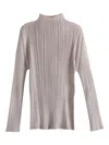 Issey Miyake Basics Pleated High-neck Top In Gray