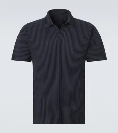 Issey Miyake Ns Black Bascis V-neck Regular-fit Knitted Polo Shirt