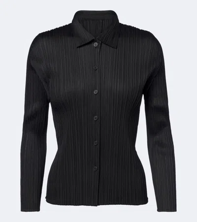 Issey Miyake Basics Pleated Shirt In Black