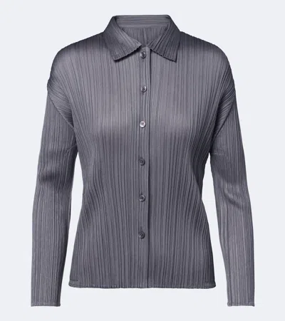 Issey Miyake Basics Pleated Shirt In Grey