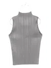 Issey Miyake Basics Pleated Sleeveless Top In Gray