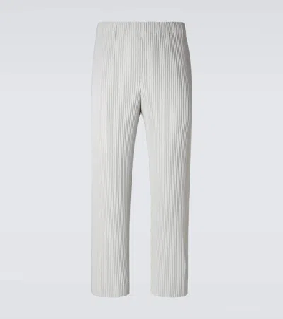 Issey Miyake Basics Pleated Straight Pants In Gray