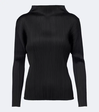 Issey Miyake Basics Pleated Top In Black