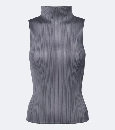 Issey Miyake Basics Pleated Top In Grey
