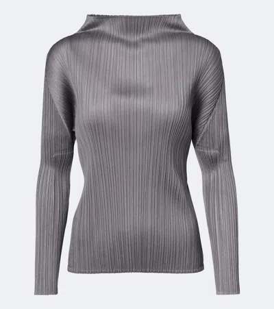 Issey Miyake Basics Pleated Top In Grey