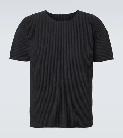 Issey Miyake Basics Pleated T-shirt In Black