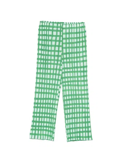 Issey Miyake Basket Pleated Cropped Trousers In Green