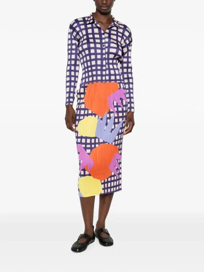 Issey Miyake Basket Plissé-effect Checked Shirt In Blue