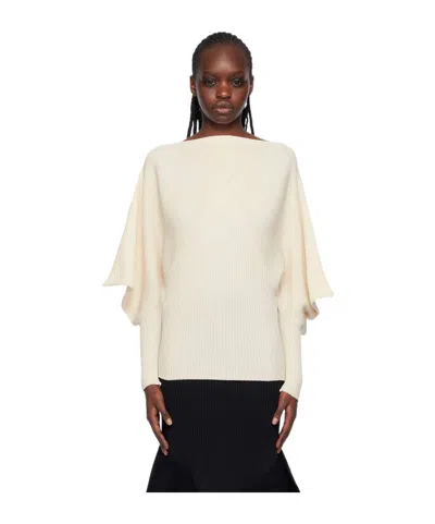 Issey Miyake Bat-sleeve Sweater With Boat Collar In White